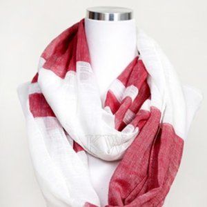 Red Color Block Infinity Scarf - NEW